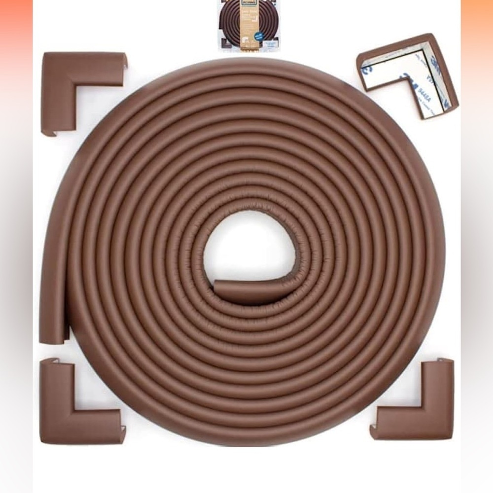 Slim-Fit Corner Edge ProtectorCornersSoft Rubber Foam3M Adhesive,Coffee Brown